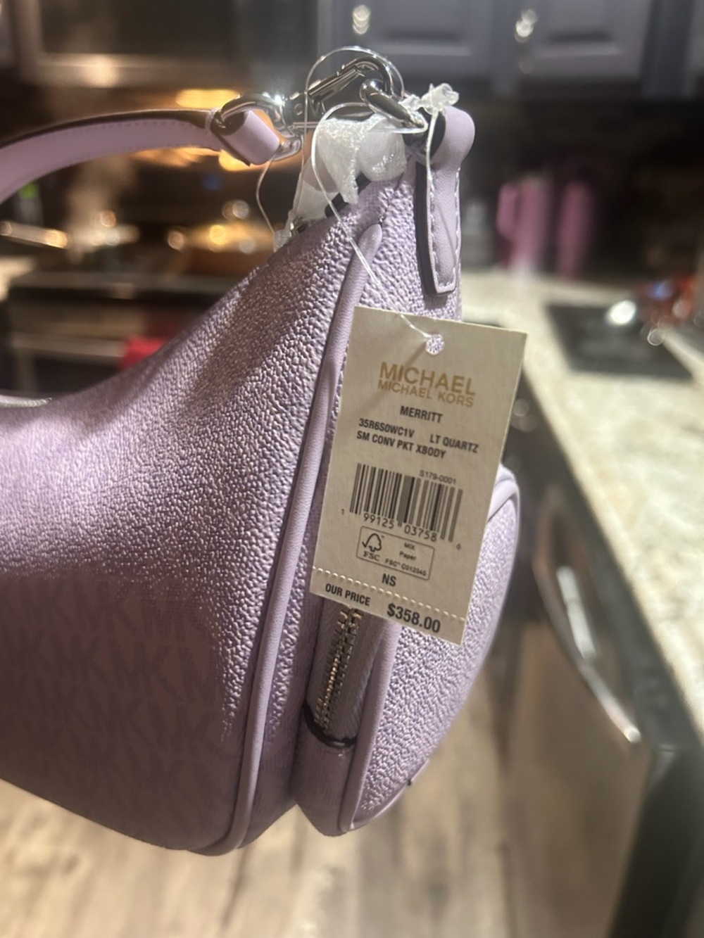 Michael Kors Merritt Lavender Logo Bag with Front Pocket - Picture 7 of 7